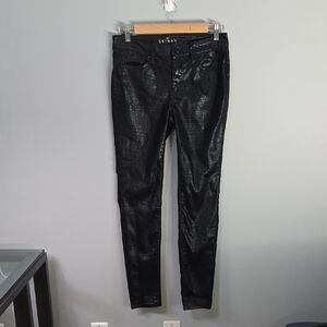 White House Black Market Fabric Pants Women's Size 2 Black Croc-Embossed Skinny